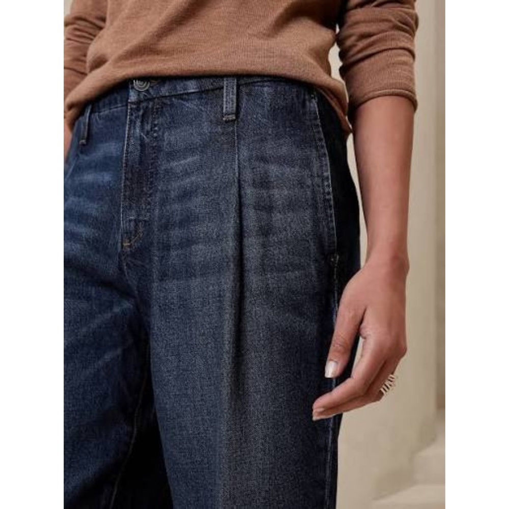 Banana Republic Luxe Mid Rise Straight Denim Jeans Dark Wash, Size 28/6 Regular - Picture 2 of 14